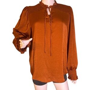 Alex & Lili Elegant Women's  Long Sleeve Blouse Size XL rust/burnt orange color.